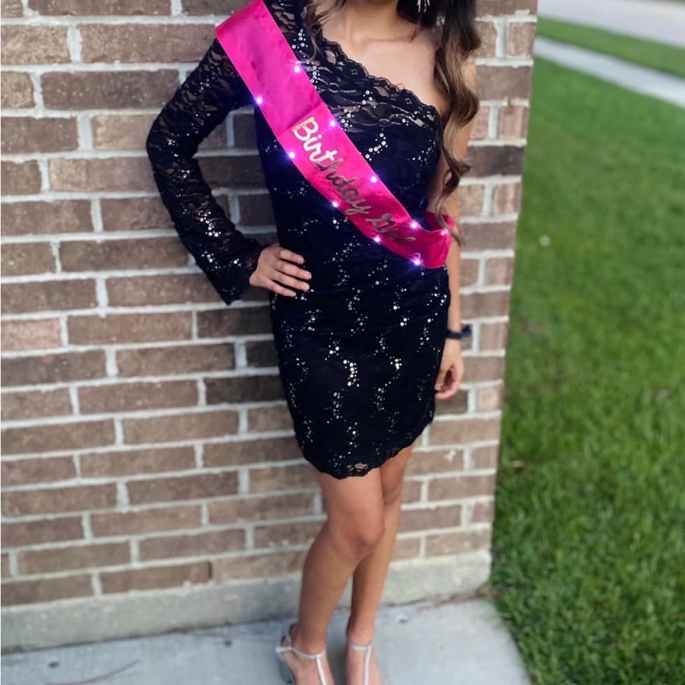 Sequin Hearts Black Sequin Lace Top